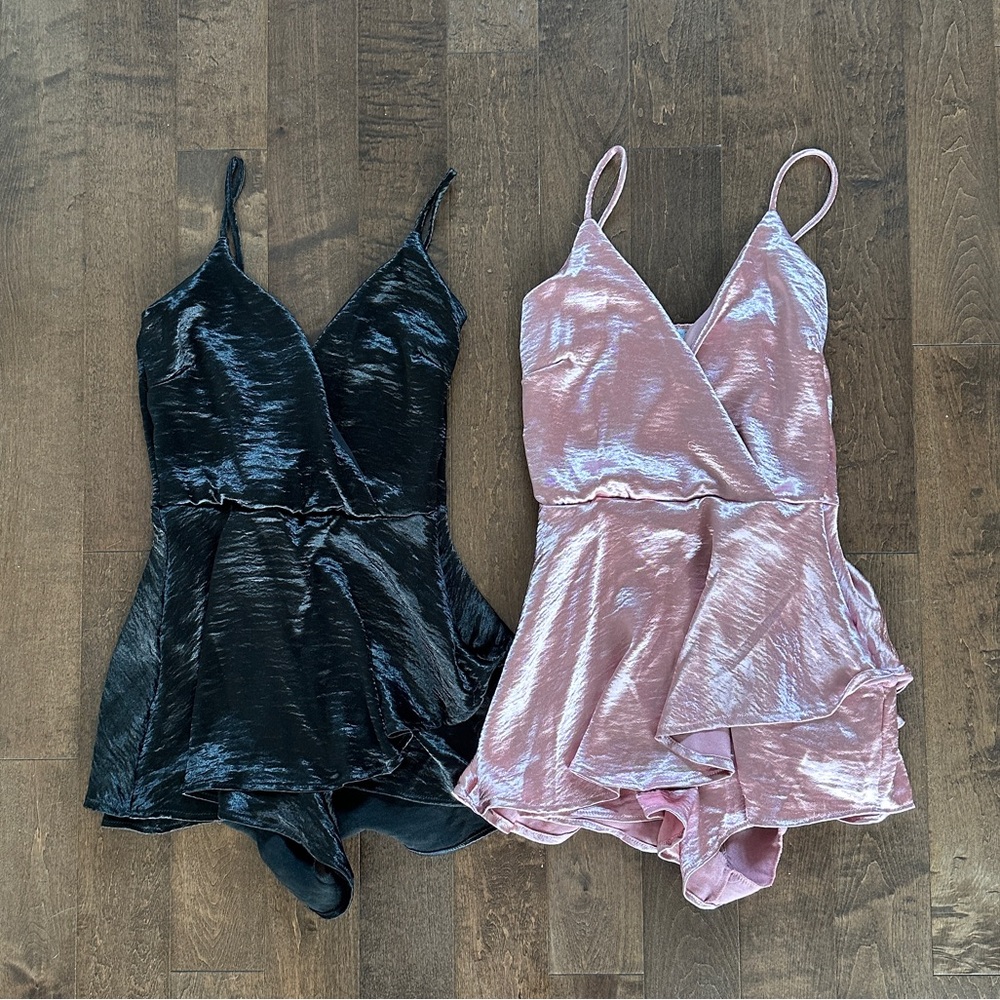 2 for 1! Black and Pink Shimmer Romper Set